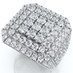 High quality men's ring features round brilliant cut genuine diamonds.  The diamonds are pave set in solid 10k white or yellow gold.  The band has a square smooth high polish finish. Diamond Pave Ring, Diamond Ring Gold, Pave Diamond Ring, Wedding Anniversary Rings, Forward Thinking, Diamond Anniversary Rings, Jewelry Hand, Diamond Settings, Pave Ring