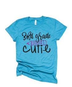 Glitter Third Grade Cutie | 3rd Grade Cutie | Back to School Shirt | 1st Day of School Shirt | Bella Canvas T-shirt | Youth or Adult PLEASE READ BEFORE ORDERING WE CANNOT RUSH ORDERS OR CREATE NEW DESIGNS DURING PEAK SEASON AUG - MAY. IF YOU NEED TO CANCEL PLEASE DO SO WITHIN 24HRS Please read full description before ordering we cannot be responsible for mistakes made by not reading the full description. ORDERING INSTRUCTIONS: 1. Select your Garment Size/Color Each size must be selected separate School Spirit Glitter Print Short Sleeve Top, School Spirit Short Sleeve Top With Glitter Print, Short Sleeve Tops With Glitter Print For School Spirit, Pink Glitter Print Short Sleeve T-shirt, School Spirit Glitter Print Crew Neck T-shirt, Cute Slogan Tops For School, Cute Text Print Tops For School, Blue Glitter Print Crew Neck Tops, Blue Crew Neck Tops With Glitter Print