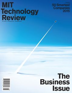 a magazine cover with an airplane flying through the sky in the background and text that reads mitt technology review