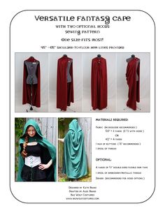 the instructions for how to make a hooded cape with hood and sleeves, including an attached belt