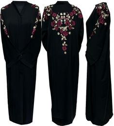 Black Modest Women Embroidery Abaya Farasha Jalabiya Arab Dress. As a result, comes in original plastic wrap with Hijab included. Beautiful material with a premium feel. Exclusive new design Abaya.      Comes with a free scarf and belt  open front with press studs   Latest new design!  Fabric: nida  Colour: black    embroidery  and stone   Suitable for easy iron.   Do not tumble dry.  Dry clean  The scarf is free and it may be little different in colour and design   Abayas are known by many name such as modest Islamic clothing, jilbab, jalabiya Arab rob, long dress, Muslim clothing, Kimonos . However, they serve the same purpose: to cover. Other models are usually kaftans, cut from light, flowing fabrics like crepe, georgette, nida, and chiffon. Other known styles are open ,closed front, B Embroidery Abaya, Habits Musulmans, Simple Abaya, Design Abaya, Arab Dress, Modest Women, Women Embroidery, Dress Muslim, Free Scarf