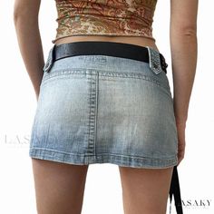 Lasaky - An Asymmetrical Pocket Designed Low Waist Denim Midi Skirt with Graded Wash and Utility Style to Accentuate the Hips Y2k Denim Skirt, Low Waist Skirt, Punk Skirt, Streetwear Mode, Distressed Denim Skirt, Skirt Y2k, Denim Skirt Women, Cargo Skirt, Streetwear Y2k