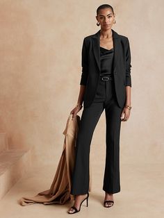 High-Rise Sculpted Stretch Bootcut Suit Pant | Banana Republic Factory Cotton Casual Pants, Brown Pinstripe, Brown Dress Pants, Fitted Dress Pants, Stretch Dress Pants, Bootcut Pants, Banana Republic Women, Banana Republic Factory, Banana Republic Pants