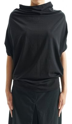 Loose Black Top/ Oversized Short Sleeved Blouse/ Bat by AryaSense Black Stretch Tops With Batwing Sleeves, Black Stretch Batwing Sleeve Tops, Versatile Oversized Black Tops, Black Versatile Blouse With Relaxed Fit, Versatile Black Batwing Sleeve Tops, Woolen Tops, Tunic Tops Summer, Black Tunic Tops, Regenerative Medicine