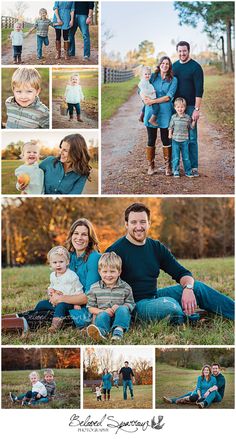 a collage of family photos taken in the fall