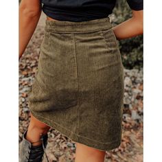 Army Green Corduroy Button High Waist Skirt Casual Corduroy Skirt, Trendy Winter Corduroy Mini Skirt, Casual Corduroy Skirt For Winter, Casual Corduroy Skirt For Fall, High-waist Corduroy Skirt For Fall, High Waist Corduroy Skirt For Fall, Trendy Corduroy Mini Skirt For Winter, High Waist Corduroy Skirt With Pockets, Corduroy Mini Skirt For Fall