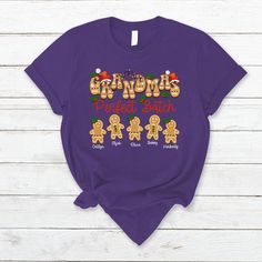 a purple t - shirt with ginger bunch on it