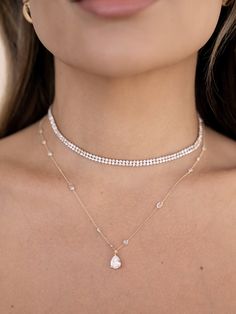 Materials18k Gold Plated, Brass, Steel, Cubic Zirconia Length 18" with a 5" extender chain Closure Clasp Black Tie Jewelry, Tie Jewelry, Pearl Cuff, Back Necklace, Crystal Pendant Necklace, Brass Glass, Chain Anklet, Silver Dress, Crystal Necklace Pendant