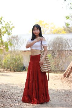 All items are shipped by Thailand Post.  Please leave a phone number with orders . US sizing fits XS - XL please check the sizes in inches in the description. From Twist and Crinkle Collection In Spring Colors.. This lovely Boho piece is made from 100% cotton. Its half lined with an elastic smock waistband. The skirt is in 4 tiers. A great piece to wear with a tight or cropped top.You can even wear it as a strapless dress by pulling it up to the chest It is very comfortable to wear and easy to c Red Long Skirt For Vacation, Red Flared Maxi Skirt For Beach, Red Flared Maxi Skirt For The Beach, Bohemian Red Flared Skirt Bottoms, Bohemian Red Flared Skirt, Casual Red Maxi Skirt For Vacation, High-waist Red Beach Skirt, High Waist Red Skirt For The Beach, High Waist Red Beach Skirt