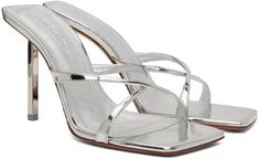 Silver Adriana Heeled Sandals by Amina Muaddi on Sale Muaddi Shoes, Amina Muaddi Heels, Amina Muaddi Shoes, Heels Casual, Amina Muaddi, Dress Up Dolls, Casual Heels, Heeled Sandals, Leather Slip Ons