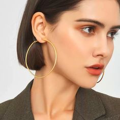 Brand New Same Day Shipping Elegant Round Hoop Earrings For Spring, Elegant Spring Hoop Earrings, Chic Small Hoop Earrings For Spring, Round Spring Hoop Earrings, Spring Round Hoop Earrings, Gold Hoop Earrings For Spring, Chic Hoop Earrings For Everyday Spring Wear, Spring Gold Hoop Earrings, Spring Gold Round Hoop Earrings