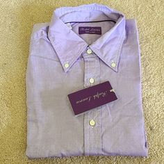 Ralph Lauren Purple Label Button Down Shirt New With Tag Designer Button-up Shirt With Button Closure, Classic Collared Shirt, Classic Dress Shirt With Buttons For Spring, Classic Dress Shirt For Spring, Classic Spring Dress Shirt With Buttons, Designer Spring Shirt With Buttons, Spring Dress Shirt With Buttons And Spread Collar, Business Casual Button-down Dress Shirt With Button Closure, Business Casual Shirt With Collar And Buttons