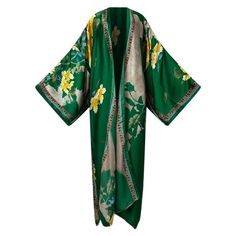 One Size fits S-3X/4X Kimono length: 58inch Material: Poly Silk (a lightweight, smooth, and shiny fabric that drapes and flows very well. An affordable alternative to silk) One Size Fits Most Size Chart Kaftan Dresses, Shiny Fabric, Beautiful Kimonos, Long Kimono, Silk Kimono, Kaftan Dress, Silk Crepe, Ladies Fashion, Modern Fashion