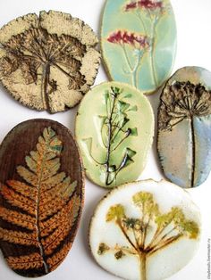 four different types of leaf magnets on a white surface