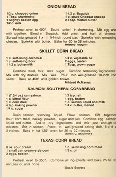 an old recipe book with instructions on how to make bread