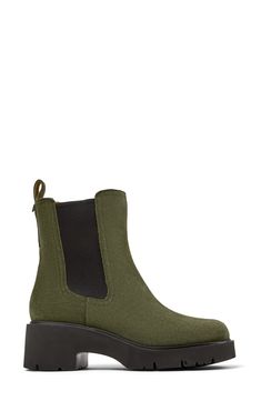 Bring ground-pounding style to casual looks in this bold Chelsea boot anchored by a flexible lug sole. Pull-on style with elastic gore insets OrthoLite® footbed Leather and textile upper/textile lining/synthetic sole Imported Green Outdoor Boots With Lug Sole, Casual Chelsea Boots With Vibram Sole, Casual Green Boots With Lug Sole, Green Insulated Boots For Fall, Casual Green Ankle Platform Boots, Casual Chelsea Boots With Cushioned Footbed For Fall, Casual Fall Chelsea Boots With Cushioned Footbed, Green Ankle Boots With Lug Sole, Casual Ankle Moto Boots With Lug Sole