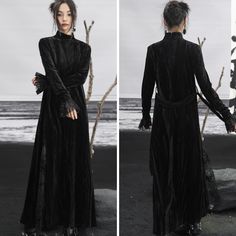 A long velvet dress with an attractive black luster. The cuffs and hem are decorated with lace fabric, embroidered with a floral pattern that becomes a black shadow when illuminated by the moonlight. Create a gorgeous and bewitching atmosphere. 
 
 Size 
 
 S size 
 
 Length: 126cm 
 Shoulder width: 38cm 
 Bust: 81cm 
 Waist: 78cm 
 Hip: 91cm 
 Sleeve length: 66.5cm 
 
 M size 
 
 Length: 128cm 
 Shoulder width: 39cm 
 Bust: 85cm 
 Waist: 82cm 
 Hip: 95cm 
 Sleeve length: 67.5cm 
 
 L size 
 
 L Velvet Long Dress, Long Velvet Dress, Velvet Dress Long, Black Shadow, Colorful Feathers, Floral Color, Velvet Dress, Xl Dress, Lace Fabric