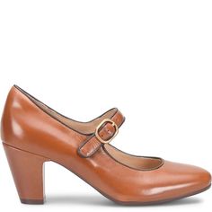 Leslie | Sofft Shoe Ankle Strap Mary Janes With Buckle For Work, Mary Janes With Ankle Strap And Buckle For Work, Brown High Heel Mary Janes For Formal Occasions, Formal Brown High Heel Mary Janes, Formal High Heel Mary Janes For Fall, Formal Retro Mary Janes With Ankle Strap, Elegant Brown Mary Janes For Spring, Brown Mary Janes With Heel Strap, Classic Mary Janes For Work With Ankle Strap