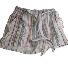 Gypsy & Jade Womens Ivory Pink Stripe Stretch Tie Waist Shorts Pockets Brand: Gypsy & Jade Size: M Measurements: Waist 29" Inseam 4" Condition: New With Tag Fabric: Poly/Spandex Wash Instructions: Machine Color: Ivory/Pink/Black..Multi Fast Shipping Bohemian Striped Bottoms For Vacation, Bohemian Multicolor Spring Shorts, Spring Beachwear Bottoms With Tie Waist, Beachwear Bottoms With Tie Waist For Spring, Pink Beach Bottoms With Tie Waist, Pink Tie Waist Beach Bottoms, Multicolor Vacation Bottoms With Tie Waist, Pink Tie-waist Beach Bottoms, Pink Tie Waist Bottoms For The Beach