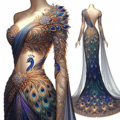 ai, digital art, image, character, illustration, cartoon, fantasy, design, animation, icons, 3D, comic, painting, manhwa, pfp, pp, cover Peacock Feather Fashion, Fantasy Dress Design Art, Disney Fairytale Wedding, Fairytale Wedding Dresses, Disney Fairytale Wedding Dress, Romantic Clothing Style, Manhwa Pfp, Comic Painting, Fantasy Design