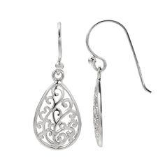 Adorned with an ornate filigree design, these sterling silver teardrop earrings offer elegant appeal.Click here for more PRIMROSE jewelry.EARRING DETAILS Length: 1 in.  Backings: fishhook Metal: sterling silver Finish: polished Size: One Size. Color: Grey. Gender: unisex. Age Group: adult. Silver Wings, Jewelry Earring, Sterling Silver Filigree, Filigree Design, Wing Earrings, Silver Filigree, French Fashion, Teardrop Earrings, Silver Fashion