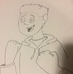 a drawing of a person with a smile on his face