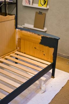 the bed frame is made up and ready to be painted