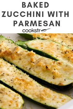 baked zucchini with parmesan on a white plate