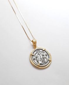 Byzantine Style Medallion Coin Necklace, Byzantine Coin Pendant Jewelry, Yellow Gold Byzantine Necklace With Coin Pendant, Byzantine Style Yellow Gold Necklace With Coin Pendant, Byzantine Yellow Gold Necklace With Coin Pendant, Yellow Gold Byzantine Medallion Coin Necklace, Byzantine Yellow Gold Medallion Coin Necklace, Byzantine Round Coin Pendant Jewelry, Byzantine Style Yellow Gold Medallion Coin Necklace