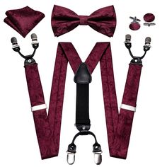 Suspender Size:125cm*3.5cm? ?Bowtie Size:?4.72"?x 2.36?¡À (12cm?x?6cm) Material Used: Genuine Leather +Double String Elastic Polyester Color: Same as the picture Application/Use: Adults, Unisex Classic Suspenders For Suit And Tie At Party, Elegant Suspenders For Party Suit Accessories, Elegant Adjustable Belts And Suspenders For Black Tie, Elegant Formal Belts And Suspenders With Ties, Elegant Belts And Suspenders As Gift, Paisley Suit, The Special One, Suspenders Men, Bow Tie Set