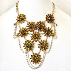 From A 2013 Collection. Lovely, Eye-Catching Statement Necklace Features Green/Orange Leopard Print Flower Centers With Amber Toned And White Stone Petals. Gold Tone Metals And Sparkling Crystal/Stone Chains. About 17” Long With Extender; 5.5” Drop. No Flaws, Htf, Collectible! Orange Leopard Print, Print Flower, Flower Center, Betsey Johnson Jewelry, Floral Necklace, The Zoo, Sparkling Crystal, Crystal Stone, White Stone