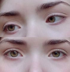 three different pictures of the same woman's eyes