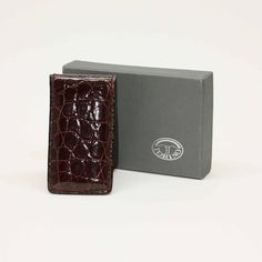 Alligator Magnetic Money Clip in Brown by Torino Leather Classic Wallet With Crocodile Pattern, Formal Rectangular Card Holder With Crocodile Pattern, Formal Crocodile Pattern Rectangular Card Holder, Formal Rectangular Crocodile Pattern Card Holder, Elegant Crocodile Pattern Card Holder, Elegant Rectangular Crocodile Pattern Card Holder, Designer Crocodile Pattern Wallet, Designer Crocodile Pattern Rectangular Wallet, Leather Company