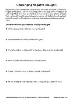 Challenging Negative Thoughts Preview Challenge Your Thoughts, Thought Challenging Worksheets, Questions To Ask Clients In Therapy, Cbt Questions, Negative Thoughts Worksheet, Thoughts Worksheet, Challenging Negative Thoughts, Cognitive Distortions Worksheet, Group Therapy Activities