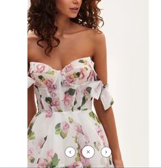 Details:    25% OFF All Site Promo Now. Plus   Extra10% OFF   1st Order. Free Shipping $70. Free Exchange & Easy Returns.    The  fairy floral ruffled tie shoulder formal floral dress     is the dress for all your special events,  it  features a tiered full skirt, multi blue floral tender print, adjustable self tie up, Stretchy detailing on bust for elastic waist fitting, push up bust lace-up corset with straps bodice, Front Thigh Split and Fitted in all the right places.    Retro cottage floral prom gown  is classic for graduation, ceremony, trips, bridesmaids, parties, cocktails, dances and dates.   Material:  Color:Blue/Pink Size Details:  Design: Ruffled, Elastic Fitting, Ruffles, Tie Front, Floral, Hydrangea Tender Prints, Organza, Cottage core, Country Style, Maxi Length and Trendy S Fitted Floral Prom Dress For Summer, Off-shoulder Dress With Fitted Bodice For Garden Party, Feminine Ruffled Dress For Garden Party, Strapless Ruffled Dress For Garden Party, Strapless Garden Party Dress With Ruffles, Feminine Floral Dress With Sweetheart Neckline For Party, Spring Floral Dress For Prom, Flirty Ruffled Floral Party Dress, Feminine Floral Print Prom Dress