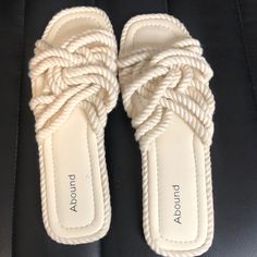 Abound Cream Rope Sandal Size 9 Cream Open Toe Flip Flops For Vacation, Cream Flat Sandals For The Beach, Cream Flip Flops For Summer Vacation, Cream Flat Sandals For Beach, Cream Sandals For Beach Season, Beach Season Cream Sandals, Cream Sandals For Beach Vacation, Cream Sandals For Vacation And Beach Season, Comfortable Cream Sandals For Vacation