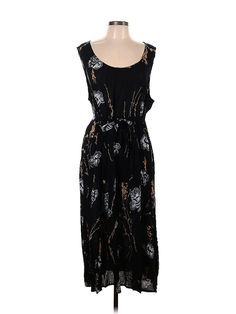 Lotus Casual Dress Size: Large Black Dresses - used. 100% RAYON, Midi, Scoop Neck, Paisley, Midi/Calf Length, Sleeveless | Lotus Casual Dress: Black Paisley Dresses - Size Large Black Sleeveless Rayon Maxi Dress, Paisley Dresses, Paisley Dress, Black Dresses, Large Size Dresses, Casual Dresses For Women, Large Black, Dress Black, Lotus