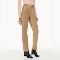 Wilfred Melina High Rise Tall Pant Originally $167 ( 148+Tax) New Without Tags With Zero Sign Of Wear These High-Waisted Pants Have Five-Pocket Styling And A Slim Fit. They're Made With Premium Vegan Leather From Japan Crafted For Superior Shape Retention, Easy Care And An Authentic Leather Look. Size: 6 Waist Flat: 14" Hips Flat: 18" Rise: 11.5" Inseam: 31" Colour: Saville Material: 100 % Polyurethane With 100% Nylon Lining Open To Offers! Huge Discounts On Bundles / Local Pick Up / Etransferrs Chic Straight Pants, Chic Straight Bottoms For Fall, Elegant Straight Leg Leather Pants For Business Casual, Chic Straight Bottoms With Belt Loops, Chic Tailored Straight Pants, Elegant Slim Fit Straight Pants, Chic Straight Formal Pants, Elegant Full-length Leather Pants For Work, Elegant Full-length Leather Pants For Formal Occasions