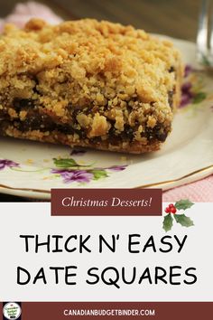 Upgrade your date squares with a more delicious filling. Get the perfect recipe for Thick Classic Date Squares that will wow your taste buds. Date Squares Recipe, Square Recipes, Single Recipes, Raisin Cookies, Quick Oats, Vegetarian Cooking