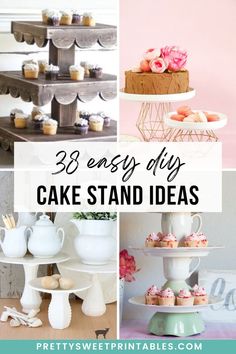 easy diy cake stand ideas Diy Cupcake Stand Wedding, Cupcake Display Diy, Diy Tiered Cupcake Stand, Fall Cupcake Ideas, Diy Food Display, Diy Dessert Stand, Cake Stands Diy, Easy Diy Cake, Cake Stand Diy