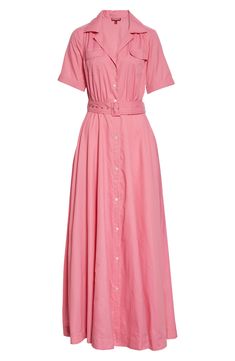 Made entirely out of recycled nylon, this flowing shirtdress channels utilitarian vibes with grace. Style Name:Staud Millie Maxi Dress. Style Number: 5985803. Milly Dress, Wild Orchid, Belted Shirt Dress, Flowing Skirt, Happy Wednesday, House Tour, China Fashion, Shirtdress, Day Dresses