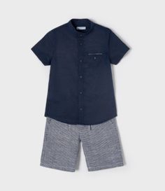 Mayoral Youth Boys Navy S/S Button Up Shirt & Blue Pattern Shorts Set | Honeypiekids | Kids Boutique Clothing. Casual Blue Button-up Shorts, Navy Button-up Top With Placket, Navy Cotton Button-up Short Sleeve Shirt, Blue Linen Button-up Short Sleeve Shirt, Blue Button-up Short Sleeve Shirt With Button Closure, Kids Boutique Clothing, Button Up Dress, Houndstooth Pattern, Kids Boutique