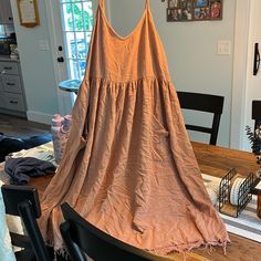 Midi Dress Light Brown Never Worn With Partial Tag, Size Medium P.Cill Brand Affordable Flowy Brown Midi Dress, Flowy Bohemian Brown Midi Dress, Brown Flowy Sleeveless Midi Dress, Brown V-neck Midi Dress, Flowy Brown V-neck Midi Dress, Brown Dress, Brand Colors, Light Brown, Midi Dress