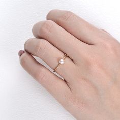 4 Claw Prongs Yellow Gold Akoya Pearl Ring - Felicegals Small Pearl Ring, Akoya Pearl Ring, Pearl Wedding Ring, Silver Pearl Ring, June Birthstone Ring, Pearl Engagement Ring, Solid Gold Band, Claw Prong, Akoya Pearls