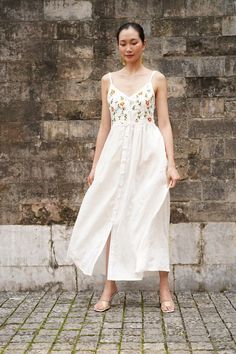 Linen Sundress Party DAMARIS, Hand Embroidered Maxi Linen Dress, White Linen Sundress, Sleeveless Sundress Line, Linen Dress - Etsy Canada Sundress Party, Maxi Linen Dress, Linen Sundress, White Sundress, Witch Art, Linen Maxi Dress, Style Expert, Linen Dress, Dress White