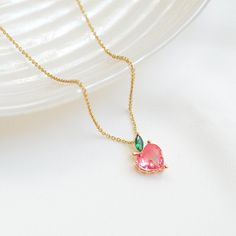 Peach Necklace, Peach Earrings, Tiny Necklace, Minimal Necklace, Minimal Earrings, Flower Girl Gifts, Tiny Earrings, Earrings Flower, Minimal Jewelry