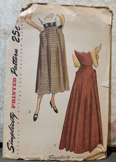 an old fashion sewing pattern with a woman's dress on the front and side