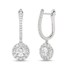 Elevate your style with these captivating Round Halo Drop Earrings. The round center diamond is surrounded by a halo of smaller diamonds, creating a dazzling display of brilliance. Crafted in solid gold, these earrings are a testament to Verlas' commitment to craftsmanship. Dazzling Cluster Earrings With Halo Design, Dazzling Diamond Halo Earrings, Cluster Diamond Earrings With Halo Design, Diamond Cluster Earrings With Halo Setting, Diamond Cluster Earrings With Halo Design, Diamond White Halo Earrings Fine Jewelry, Timeless Halo Diamond Earrings For Wedding, Diamond White Cluster Diamond Earrings With Halo Setting, White Gold Round Cluster Earrings With Halo