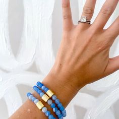 1 total bracelet 6mm 7 inches Blue Stackable Stretch Bracelet For Everyday, Adjustable Stackable Promise Jewelry, Everyday Stackable Round Bracelets, Minimalist Stackable Beaded Bangle Bracelets, Minimalist Stackable Bangle Beaded Bracelets, Minimalist Stackable Beaded Bangle Bracelet, Minimalist Beaded Bangle, Minimalist Hypoallergenic Bracelets For Promise, Stackable Bangle Bracelets For Everyday