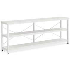 a white shelf with two shelves on each side